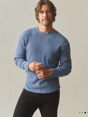 American Giant Men’s Men's Waffle Long Sleeve Crew Size Small Color Bluefin NWOT